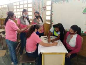 Teachers working during the training
