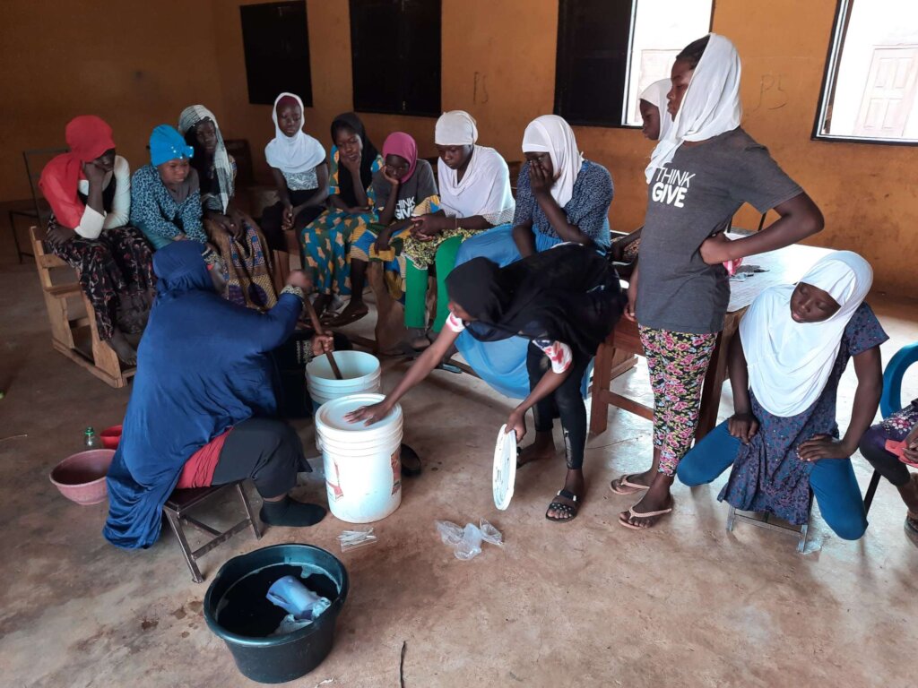 Help girls in 10 schools on Liquid soap training.