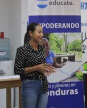 Our scholar Nallely giving a presentation