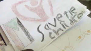 A child's drawing from our Child Friendly Space