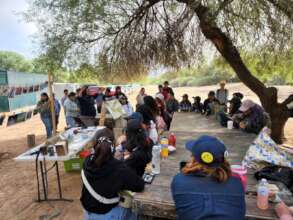 Students learn about restoration efforts.