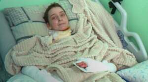 Anastasia in her hospital bed