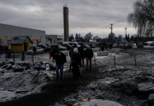 Ukrainian refugees arrive at the Medyka border