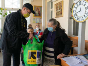 Alla receiving essentials from IRC staff.