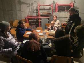 Children sheltered in a basement of the parish