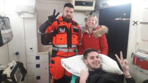 Nazar after crossing the border into Poland.