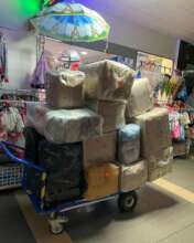 boxes of clothes for wounded civilians
