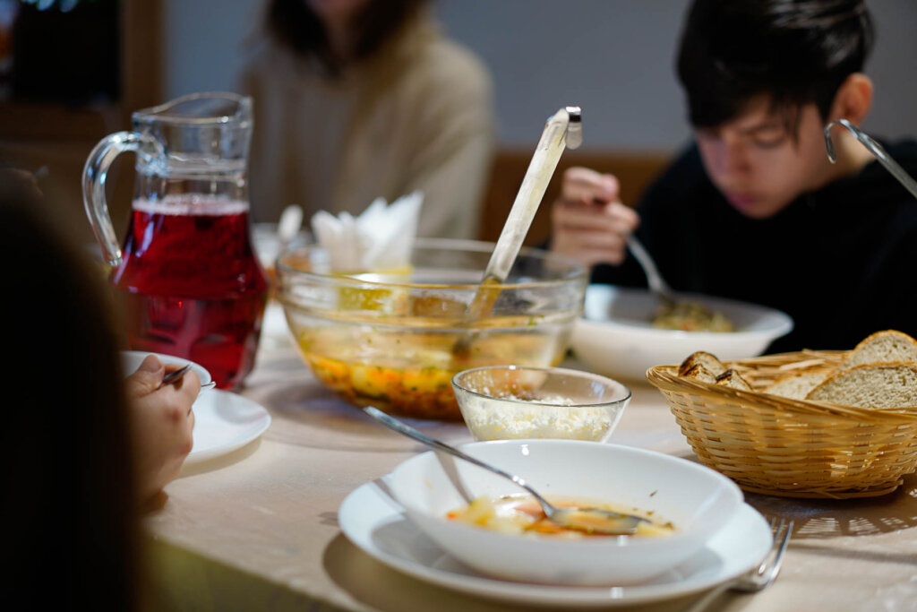 Ukrainian Family at Soup Kitchen