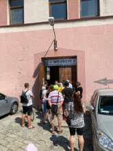 A queue at the food bank