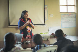 Teacher Ruth leading an active reading session