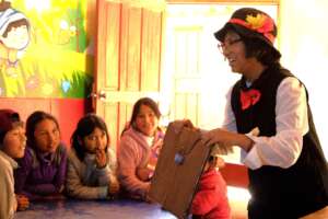 Teacher with the children