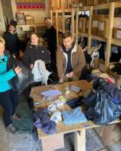 Sorting donated aid for distribution in Sarajevo
