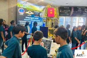Students exploring the Space Technology Gallery
