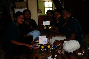Children busy assembling their kit