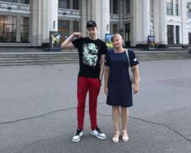 Kyrylo with his mom