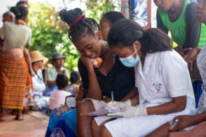 Women get screened for cervical cancer