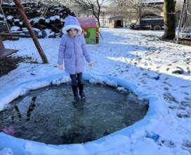 Frozen garden pool