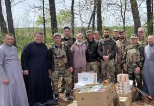 A local partner hands over relief supplies