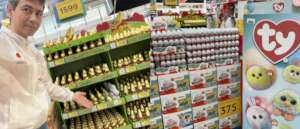 Easter candy in the shape of eggs or rabbits
