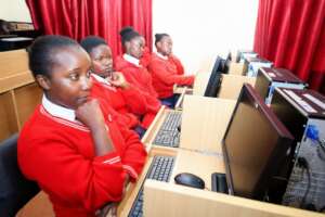 Eleventh graders in computer class