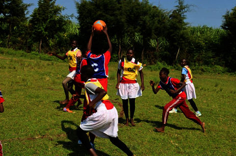 High students playing in a sub-zonal ball game at
