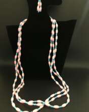 Necklace & Earring Set - Light Blue/Pink