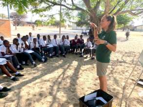 Kate introducing the class to rhino conservation.