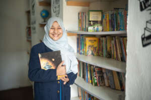 Aleena in the school library that she manages