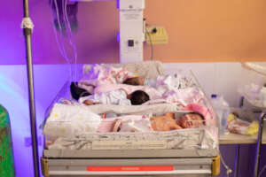 Babies sharing a cot in our existing NICU