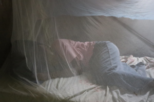 Haja sleeping under her bed net