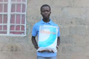 Ibrahim with his new bed net