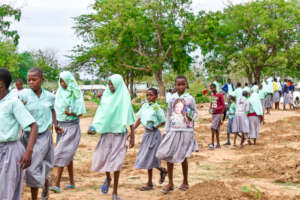 Pupils at Tsangasini School ready to plant trees