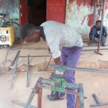 Okello during his welding apprenticeship