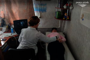 Scene of conducting ultrasound examinations