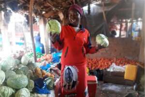 Celestina in her vegetable shop