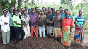 A group creates Bokashi (organic compost).