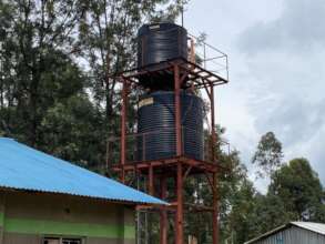 water tower, holds 15000 liters when pumped daily