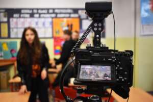 filming classes in one of the schools