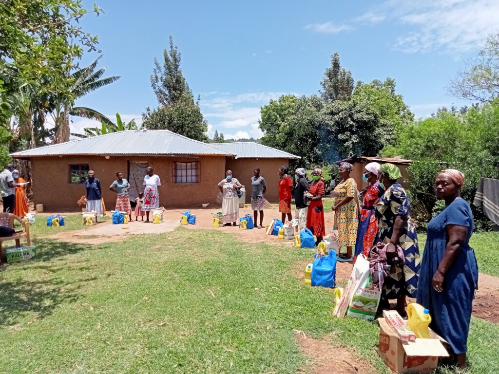 Caregivers Meeting Together to Receive Supplies