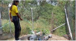 Watering school garden