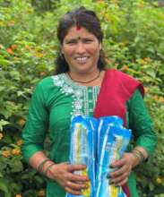 Devikala with her sanitary products.