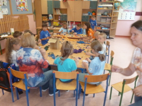 A kids workshop in a summer school in Zywiec