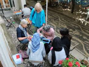 Educational game at Mosaik Support Center yard