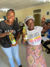 Parents receiving their gift of food