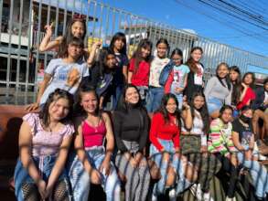 Maria Jose, Facilitator, with a few girls 4-6 grad