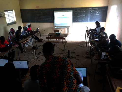 Teaching computer skills at the village school