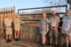 HESC curators celebrating Thaba's last milk feed