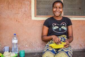 A student having a meal
