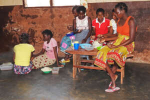 Students having lunch at the boarding school