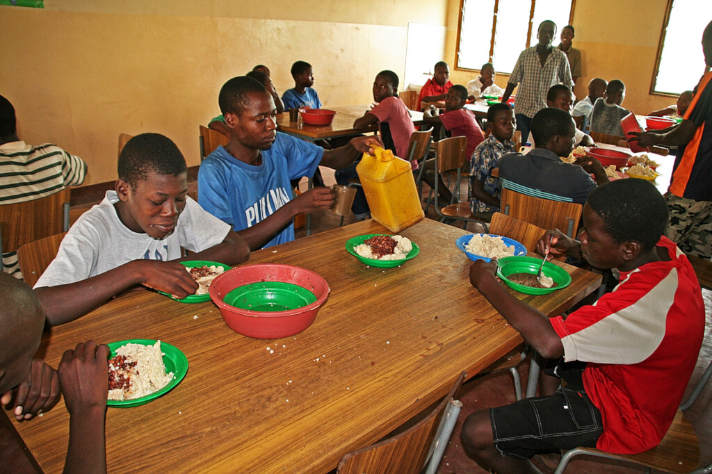 Boarding school students having lunch